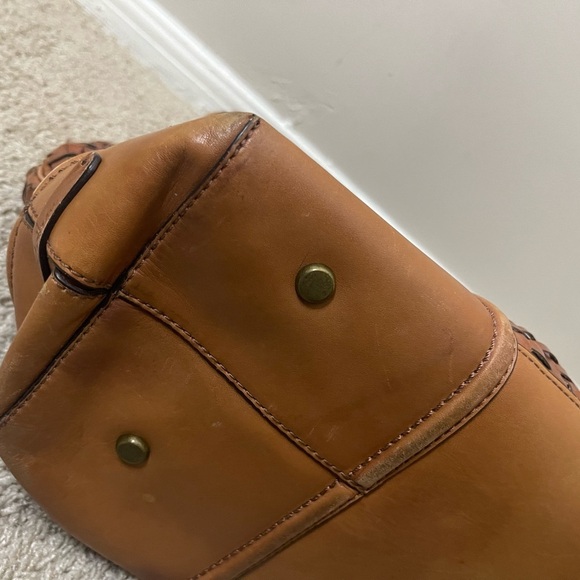 Vintage Cole Haan basket weave Tan Woven Leather Tote boho chic coastal - Picture 14 of 16